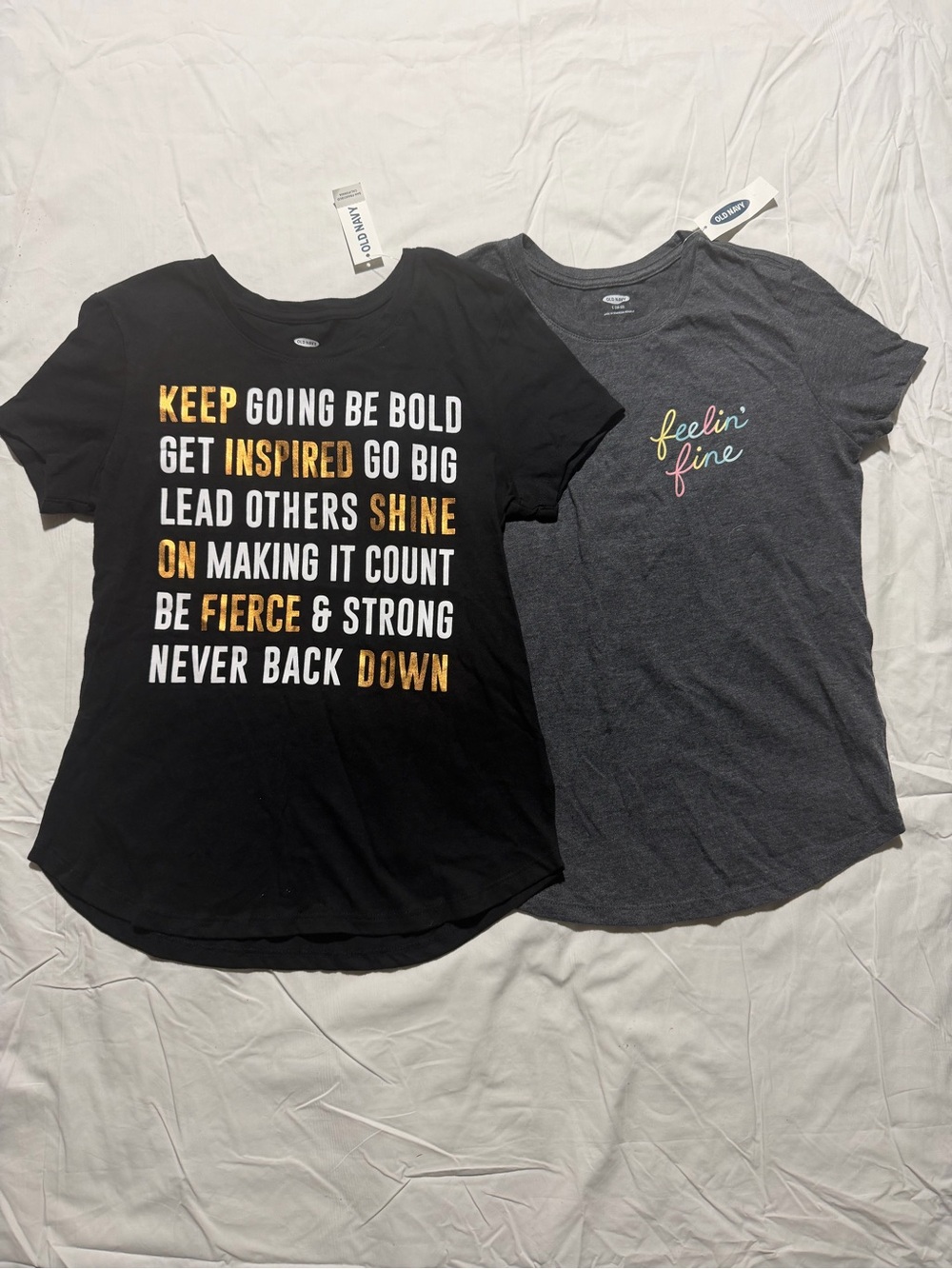 NWT Old Navy Girls Graphic T-Shirt 2p Bundle Size Large (10-12) Short Sleeve Tee